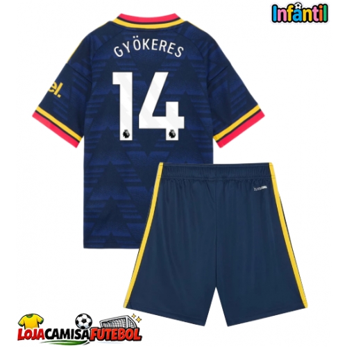 Camisa de Futebol Arsenal Viktor Gyokeres #14 Equipamento Secundário Infantil 2026-27 Manga Curta (+ Calças curtas)